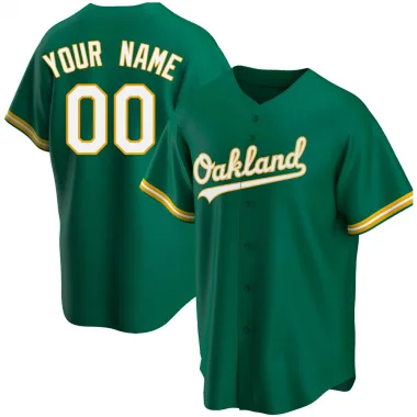 Custom Men's Replica Oakland Athletics Green Kelly Alternate Jersey