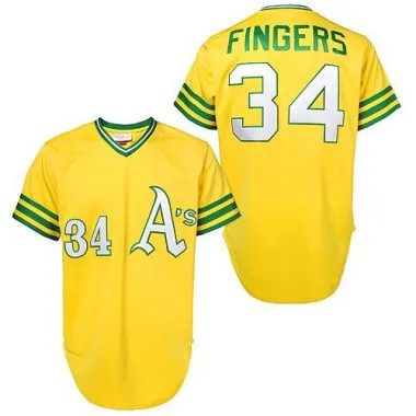 Rollie Fingers Men's Replica Oakland Athletics Gold Throwback Jersey